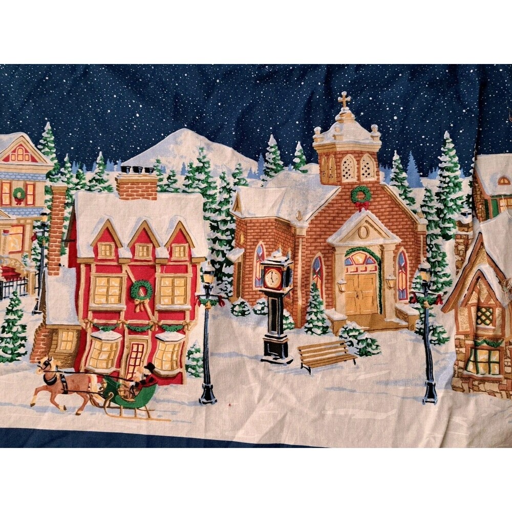 Vintage Daisy Kingdom Antique Village Border #1643 Blue Cotton Fabric 66" x 56"